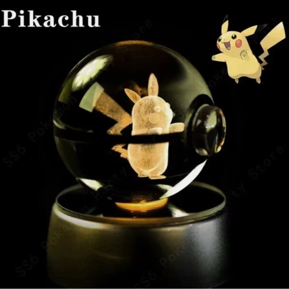 3D Crystal Ball Night Light Pokeball with Led